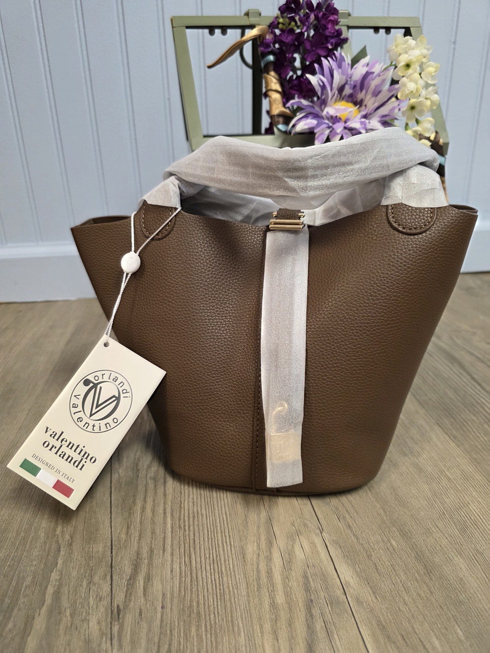 Valentino Orlandi Brown Pebbled Leather Tote